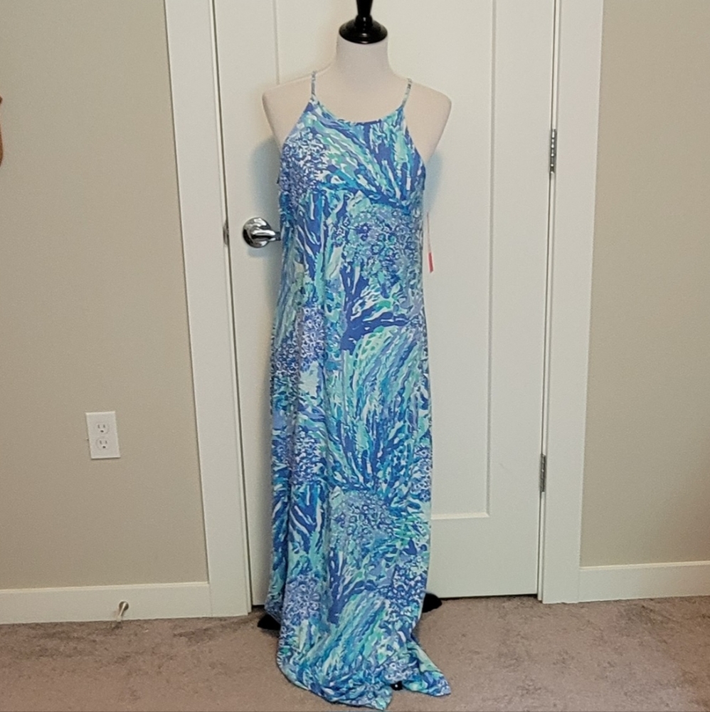 Margot Abstract Long Halter Dress size M